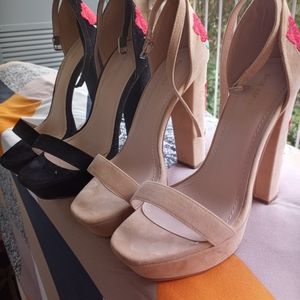 Chunky Heel with Straps and Red Roses on back of Heel